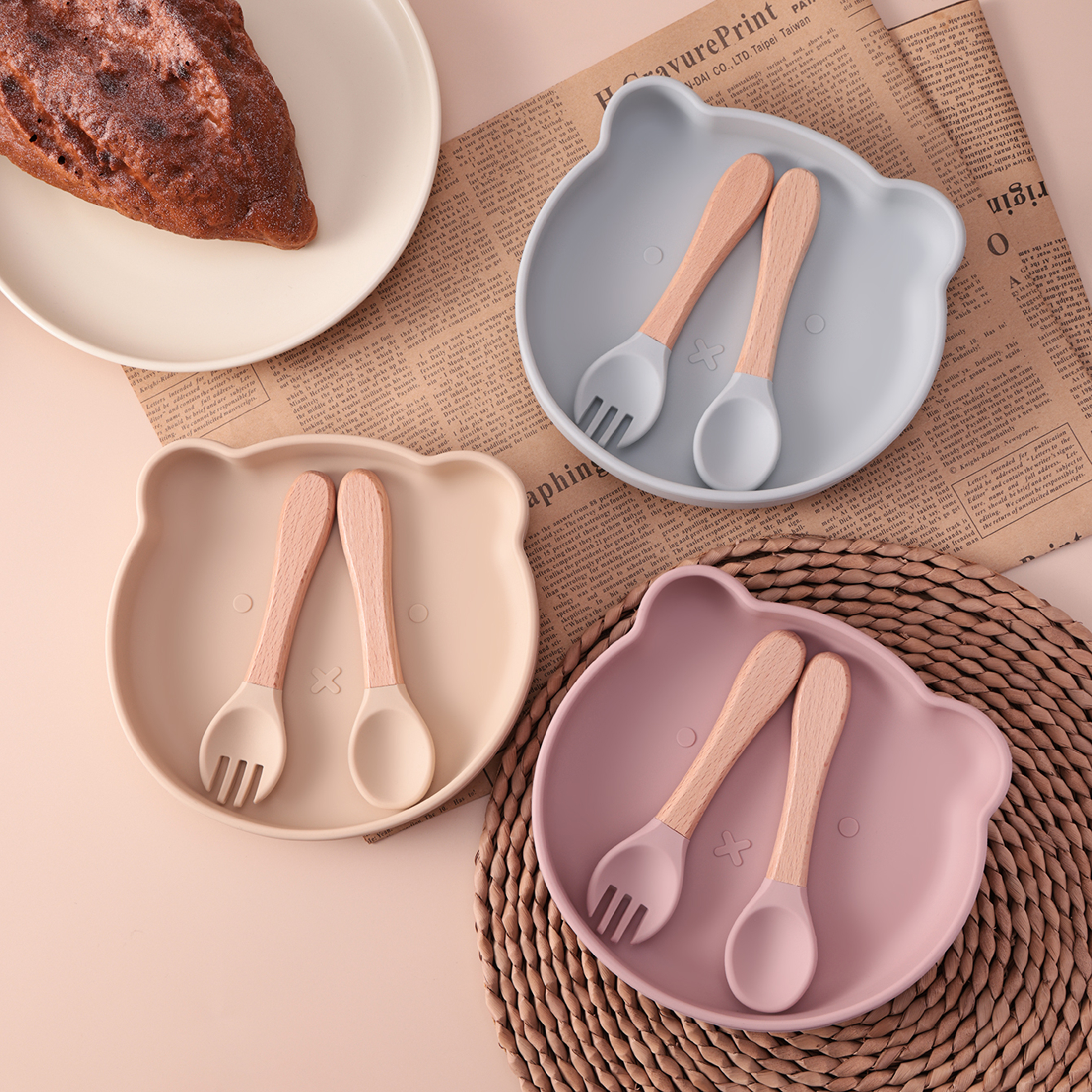 Silicone Suction Bowl - 3PCS Cartoon Bear Silicone Suction Dishes