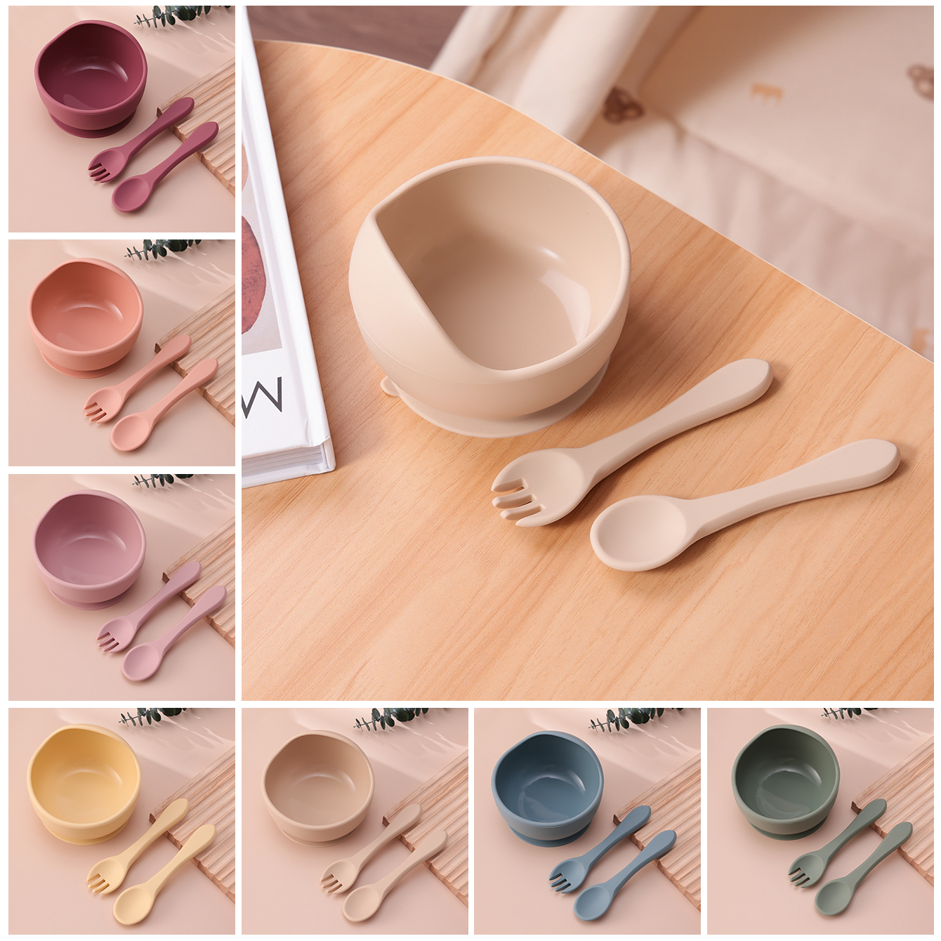 Silicone Suction Bowl - Color Kids 3PCS Silicone Baby Feeding