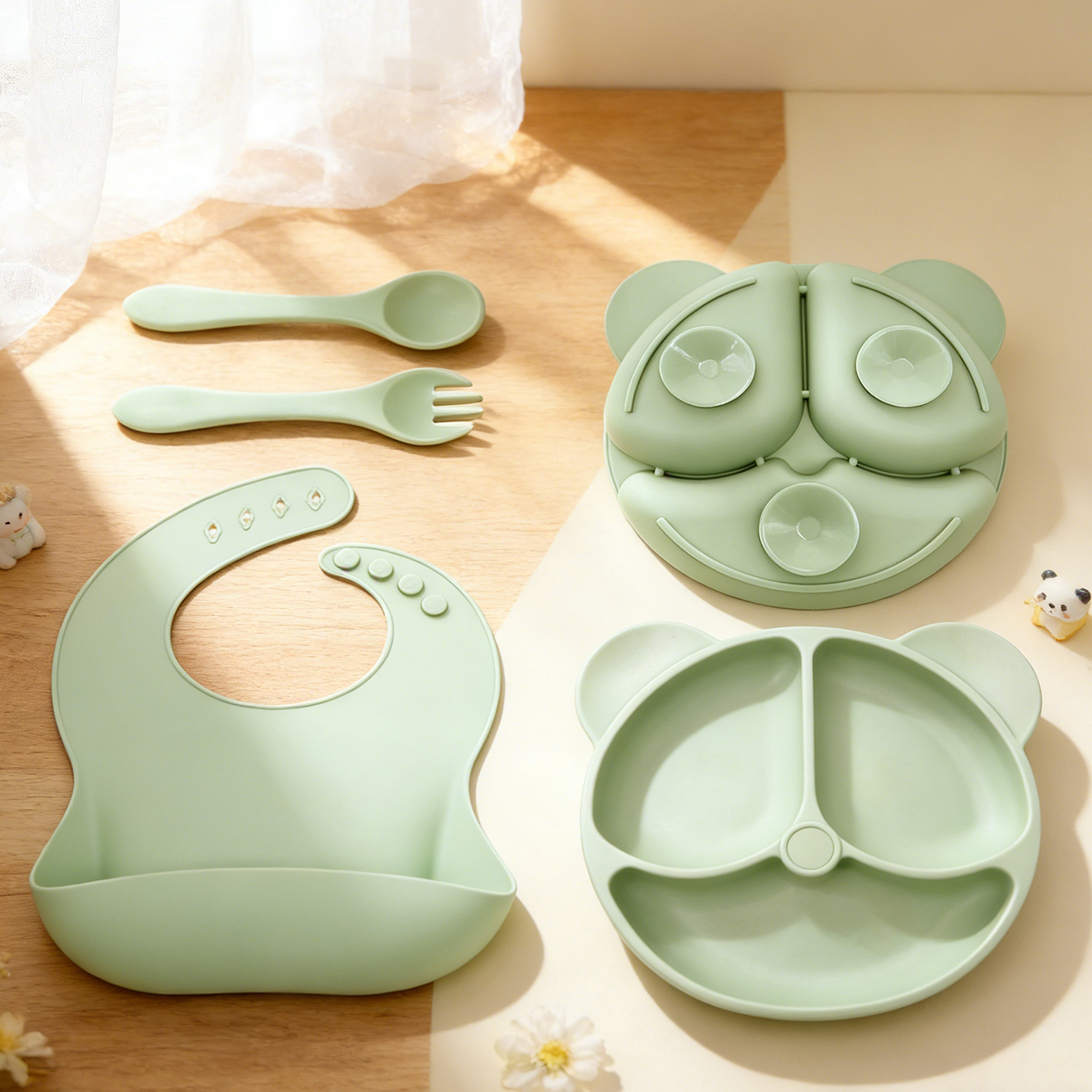 Baby Food Kit - 4PCS Baby Feeding Set with Bib
