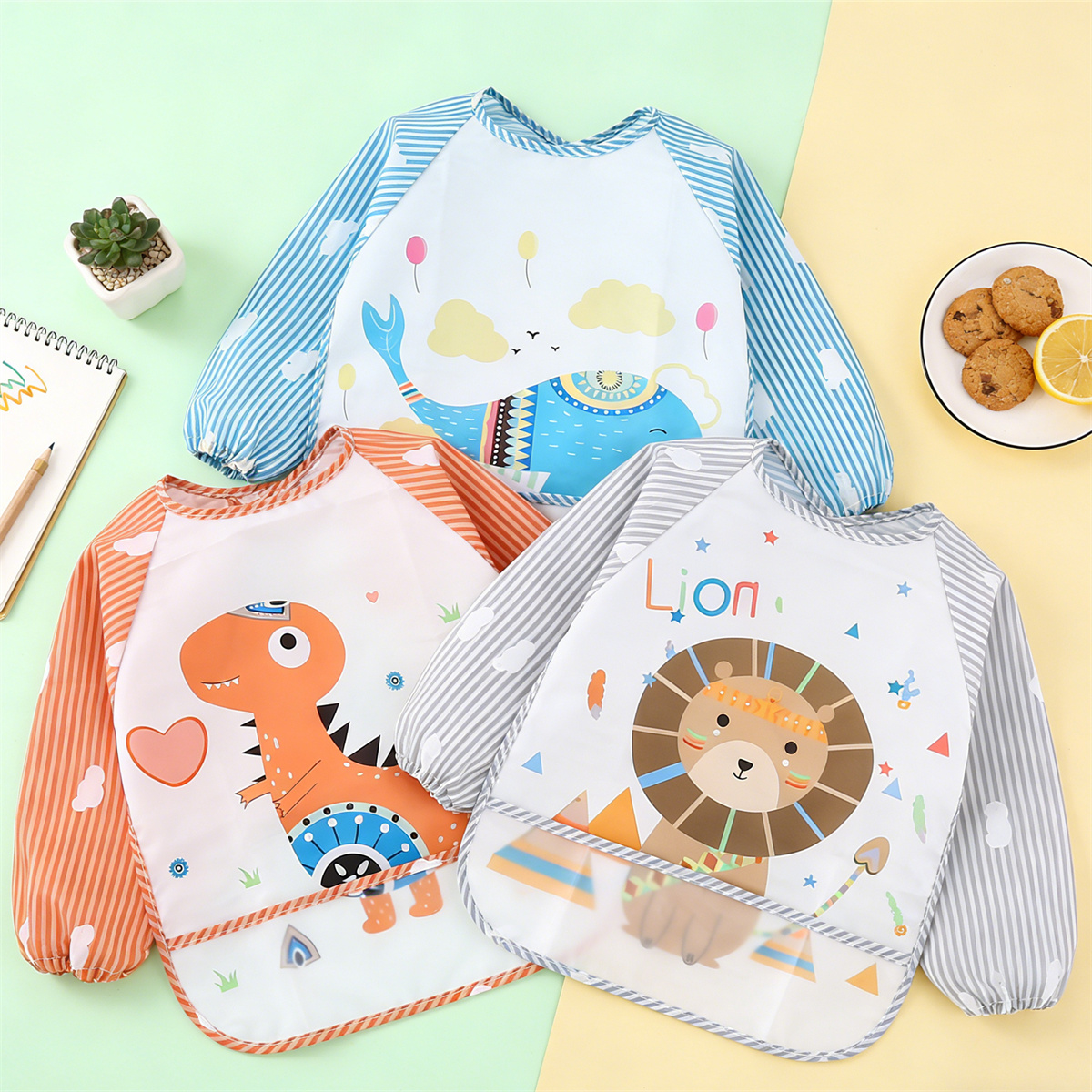 2pcs Waterproof Full Sleeve Ba - Baby Food Kit のレビューと価格