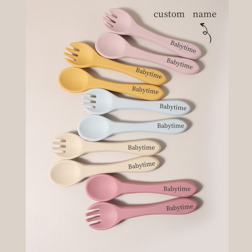 Custom name 1 pair silicone sp - Baby Food Lunch のレビューと価格