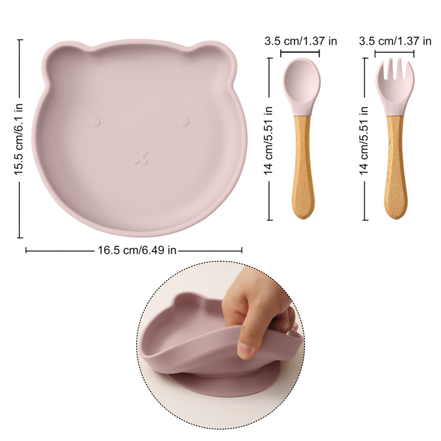 3PCS Cartoon Bear Silicone Suc - Silicone Suction Bowl のレビューと価格