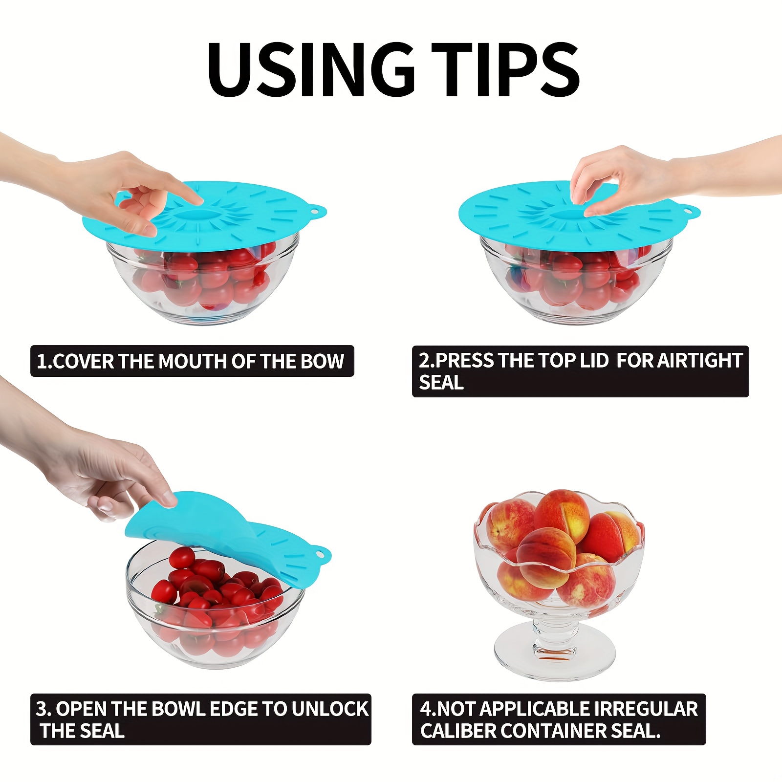 5-Piece Silicone Lids, Heat-Re - Silicone Suction Bowl のレビューと価格