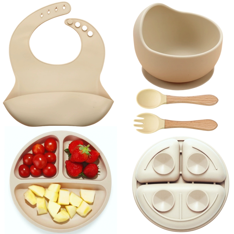 5Pcs Silicone Baby Feeding Set - Silicone Suction Bowl のレビューと価格