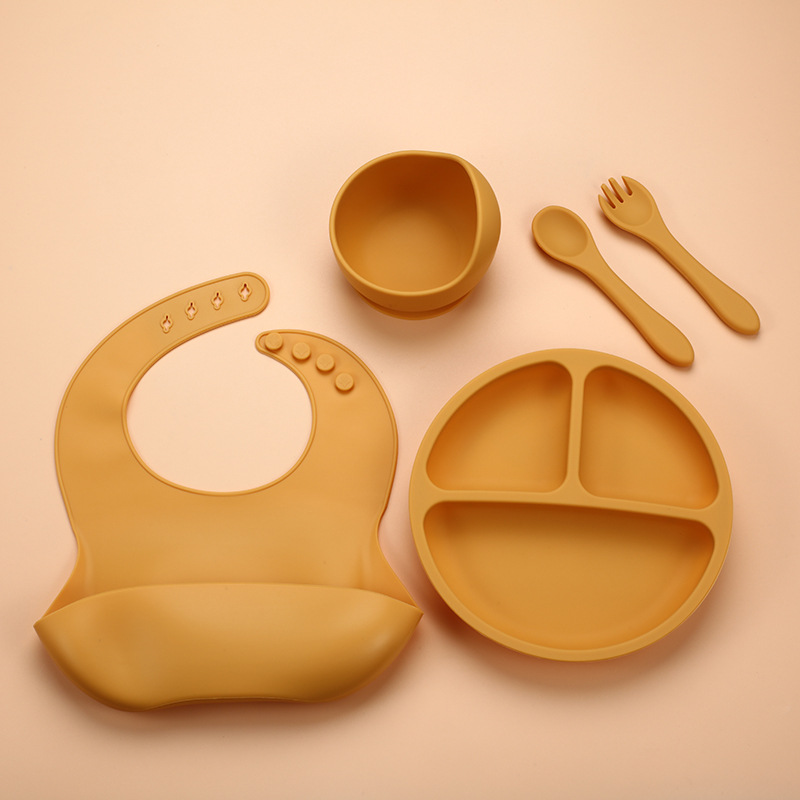 5Pcs Silicone Baby Feeding Set - Silicone Suction Bowl のレビューと価格